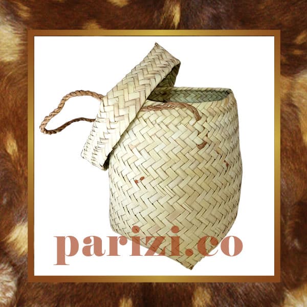 Long square wicker basket with door