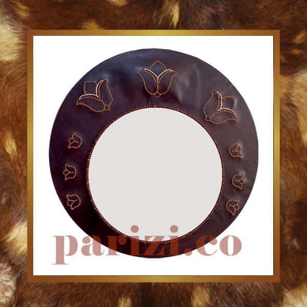 Round Leather Mirror